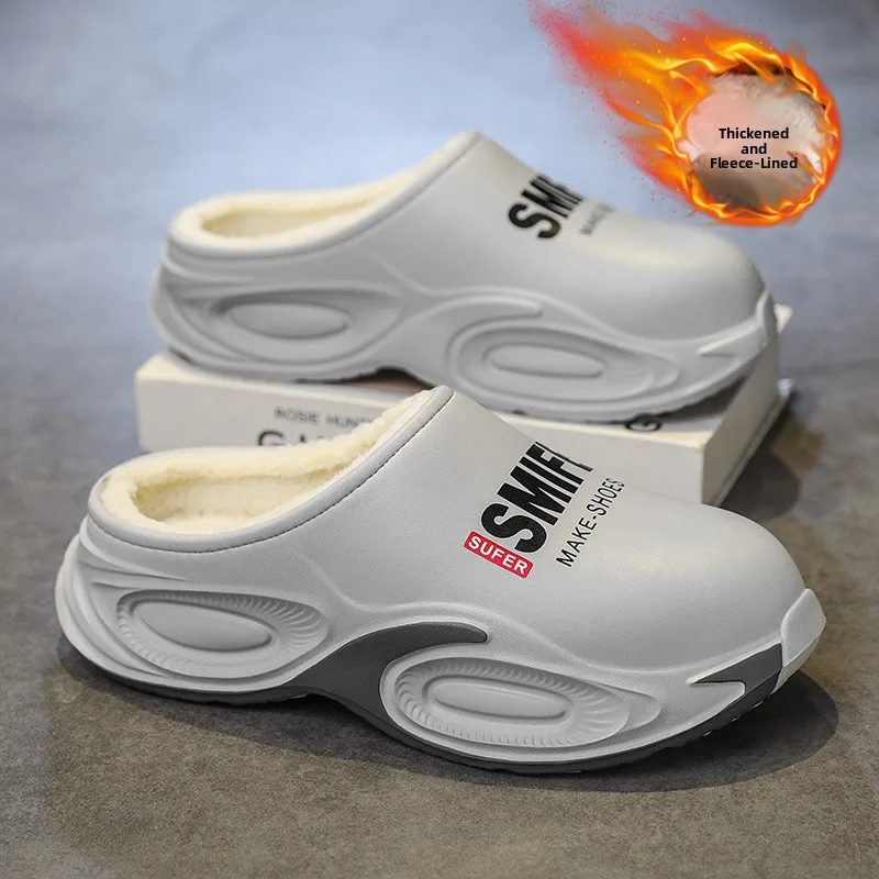 

Men's Winter Thi Bot Slippers Large Size Fce Lined Warm Cotton oes Youth Outdoor Waterproof Non-Slip Slip-On oes