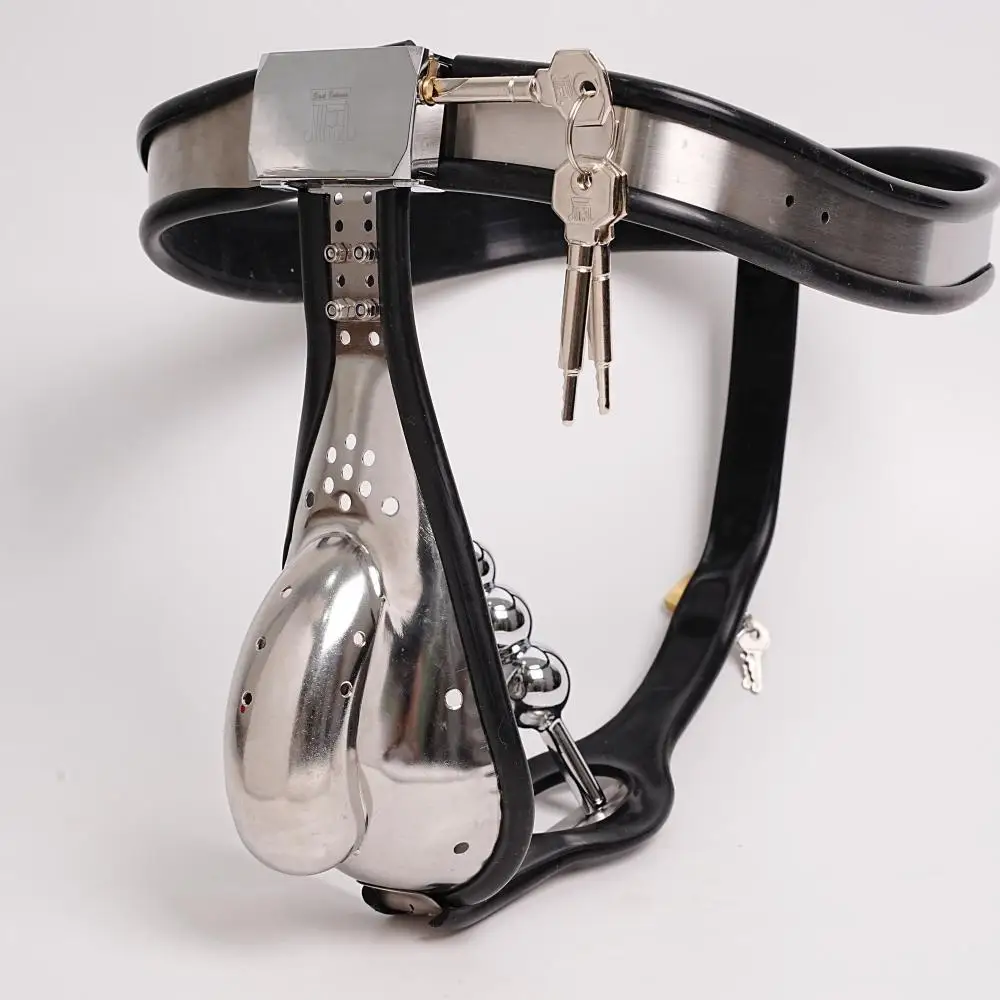 Manyjoy الفولاذ المقاوم للصدأ حزام العفة الذكور مع 4-الكرة المكونات الشرج الخرز الملابس الداخلية درع قفل حماية جهاز BDSM الجنس لعب الرجال