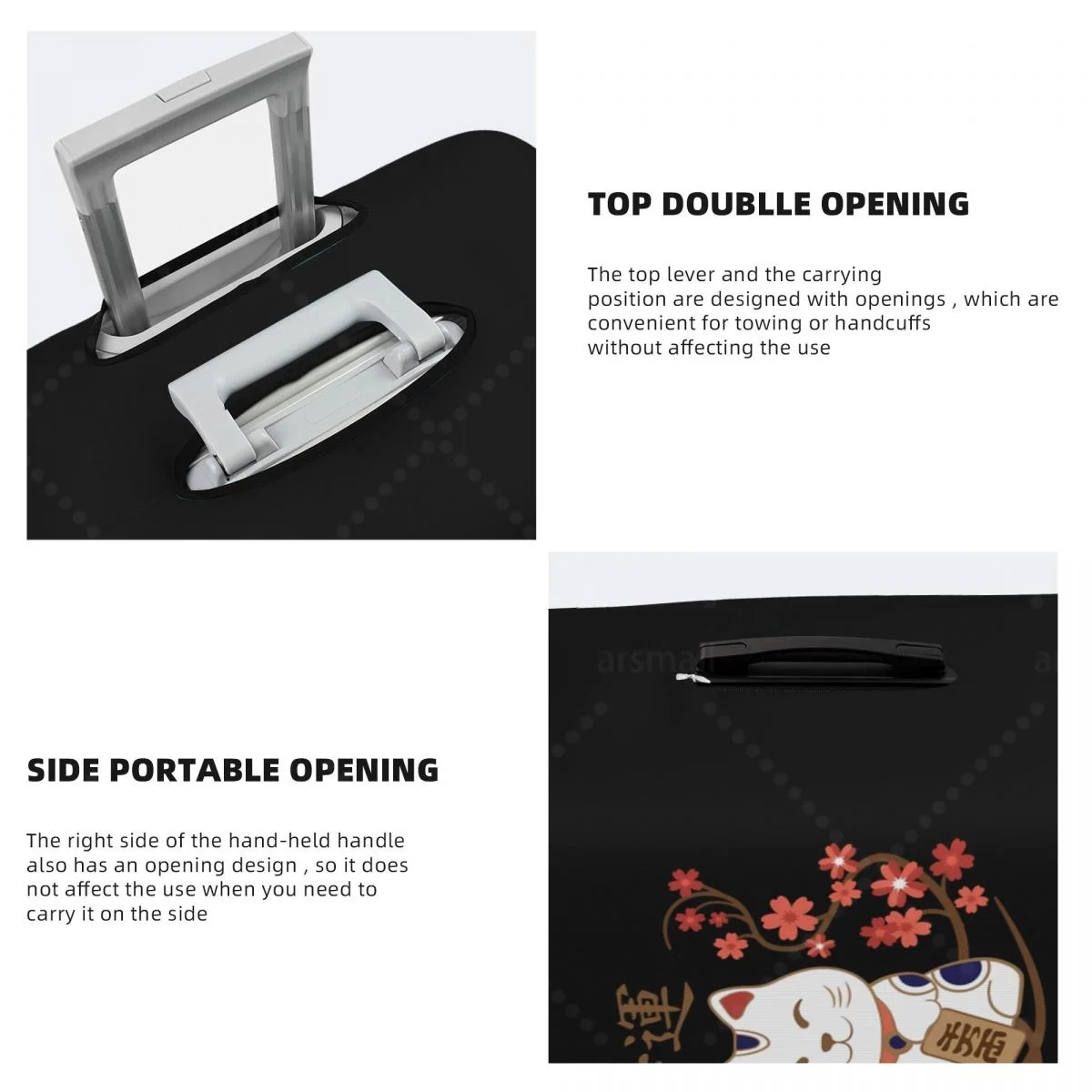 اليابانية-Lucky-Cat غطاء الأمتعة حقيبة حامي رشاقته مرونة الغبار مغطاة المضادة للخدش واقية 18-32 بوصة