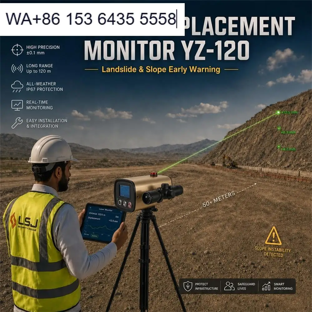 Fire Rescue Laser Telemeter 1mm Laser Displacement Monitor 0.1 Deg Inclination Sensor 100m Range Multi-Point Real-Time IP54