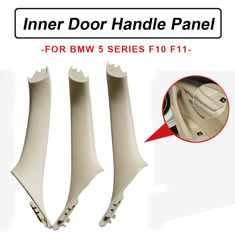 جديد الأصلي لسيارات BMW 5 Series F10 F11 بيج أسود سيارة يسار يمين داخل مقبض داخلي لوحة الباب الداخلي سحب غطاء الكسوة #5