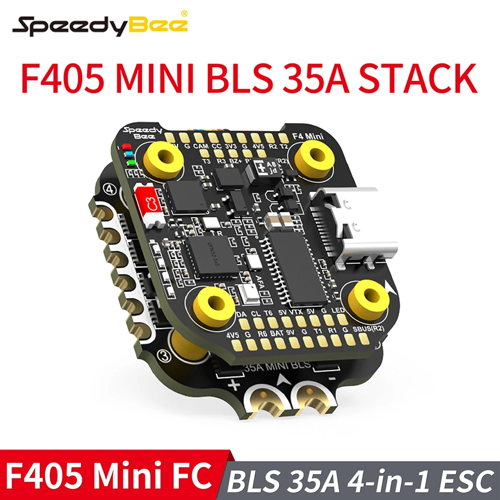 SpeedyBee F405 Mini Stack Flight Controller FC BLS 35A V2 3-6S 20x20 4-in-1 ESC Dual BECs for RC FPV Racing Drone - image 1 of 5