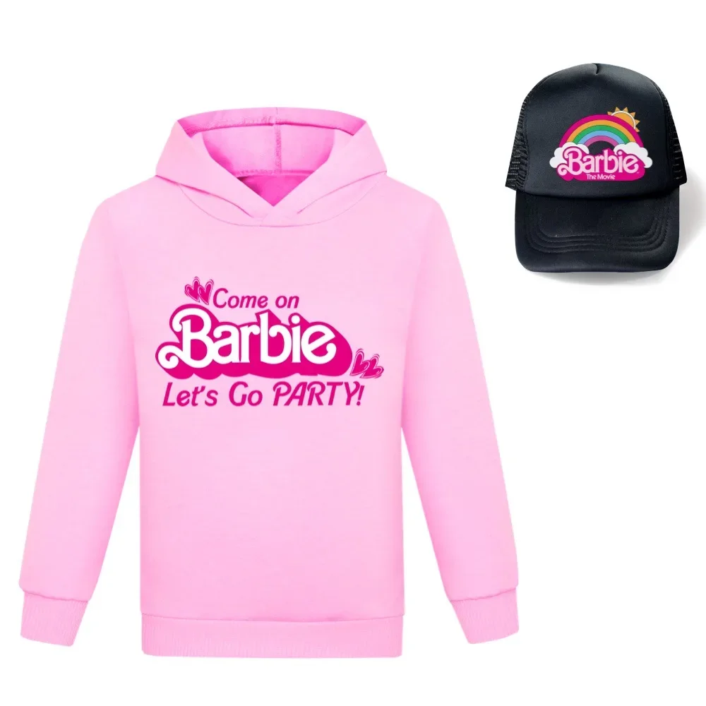 Miniso Barbie De Film Perifere Tweedimensionale Kinder Kawaii Heren En Dames Sweatshirt Met Capuchon + Hoed Zonnehoed