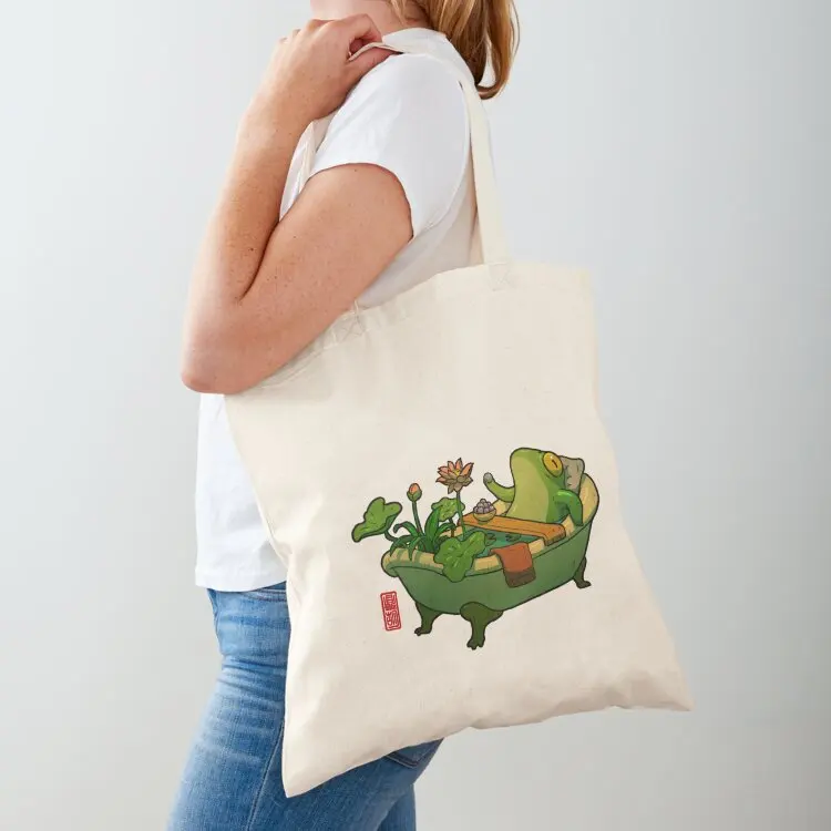 

bathtime frog Tote Bag shopping trolley bag cute pouch bag hand ladies eco folding