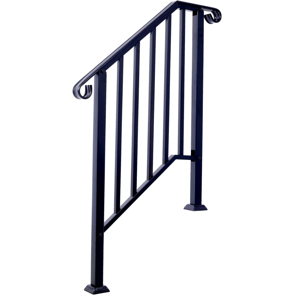 

Handrails for Outdoor Steps, Fit 3 or 4 Steps Outdoor Stair Railing,Flexible Porch Railing, Black Transitional Handrails