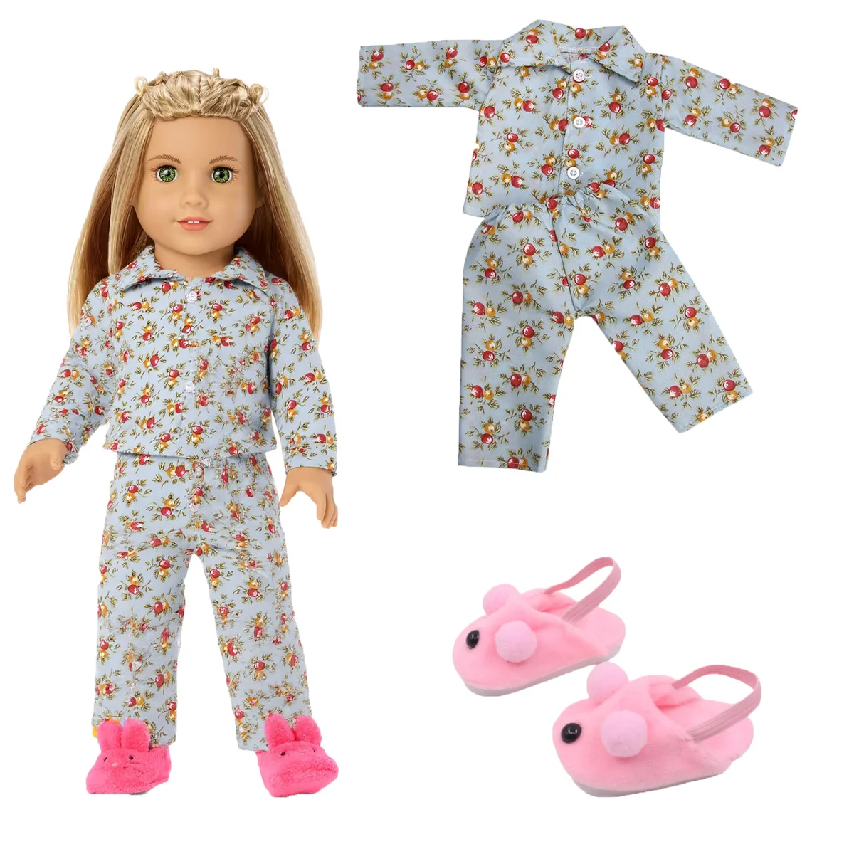 Doll Clothes Pajama  and Home slipper For 18Inch American Doll&43Cm Reborn Baby Doll Accessoires Our Generation Girl's Toys Gift