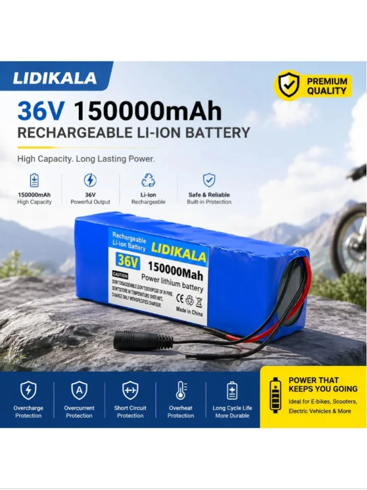 36V 150000mAh 10S3P Lithium-Ionen-Akku-Pack Wiederaufladbarer BMS-geschützter Akku für Elektroroller, E-Bike, Hoverboard