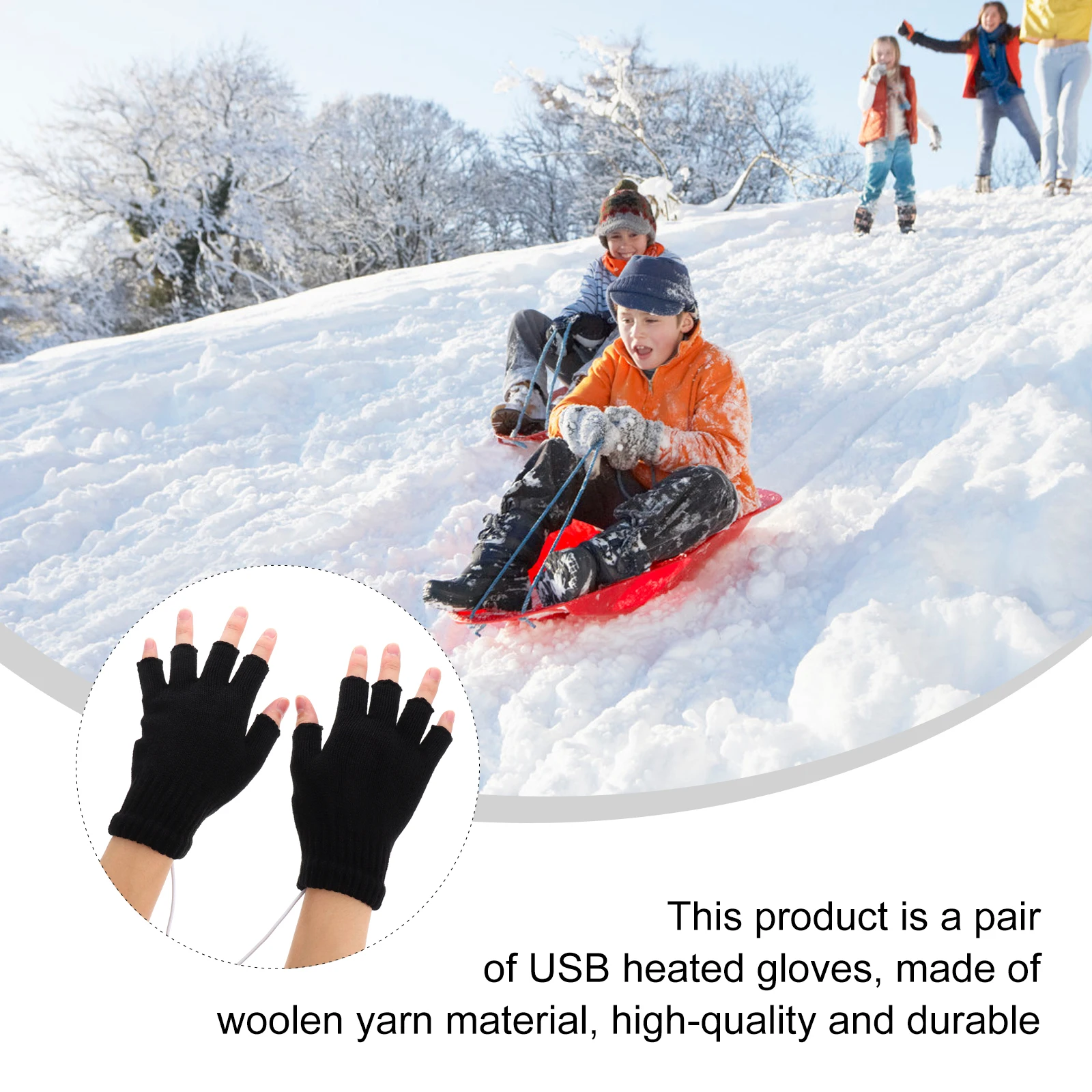 

Heated Gloves Stylish Warm Winter Half Finger Artificial Knitting Fingerless Men Heating Yarn