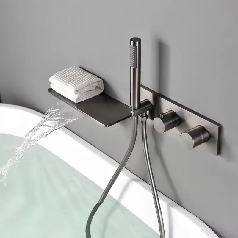 for Thermostatic Bathtub Faucet Set Wall Mounted Hidden Bathtub Shower System Bathroom Hot and Cold Mixed Shower Set