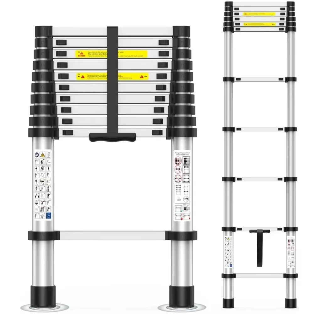 

10.5FT 3.2M Soft Close Aluminium Telescopic Ladder With Stabilizer