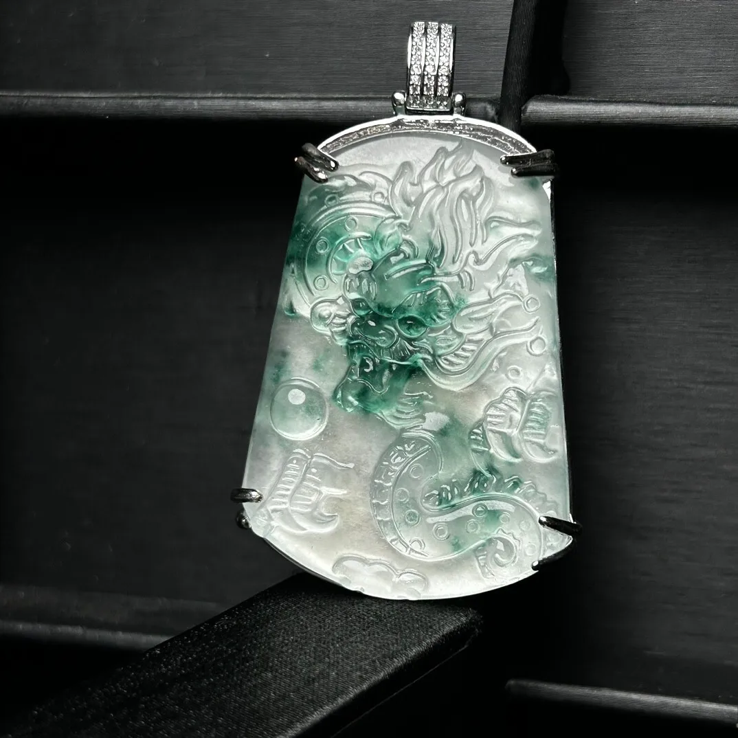 Real Natural high Ice Green Jade Jadeite dragon amulet Pendant&Necklaces
