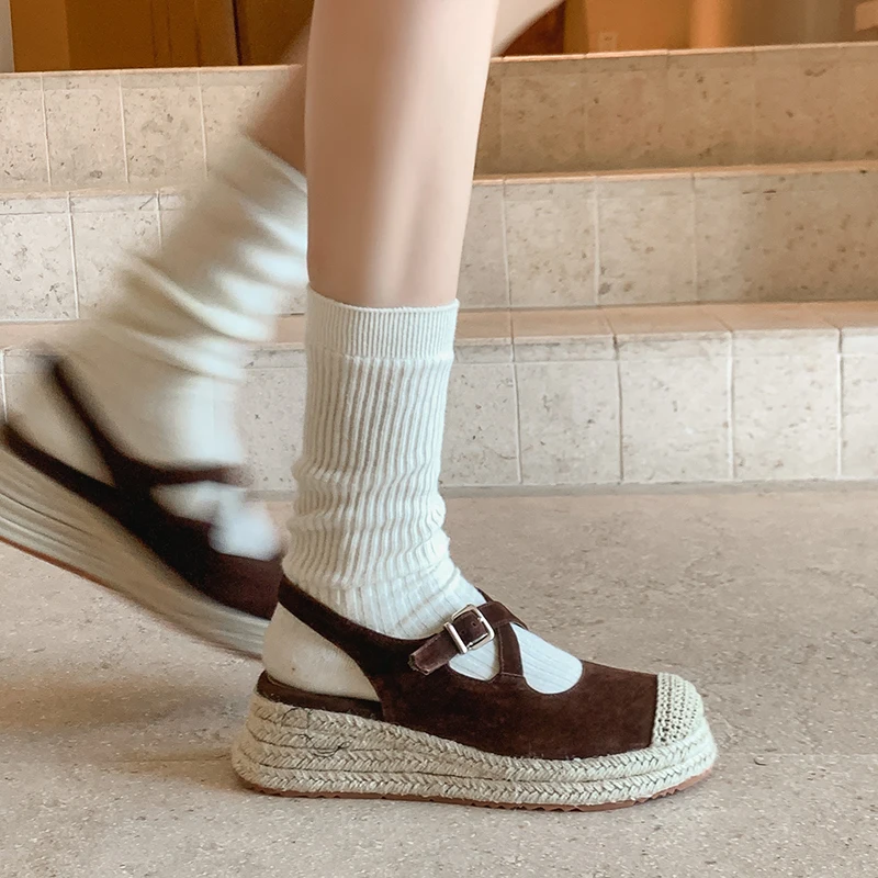 2026 new spring summer women sandals natural leather plus size 22-25cm kid suede/sheepskin+pigskin cross-strap women shoes view 5