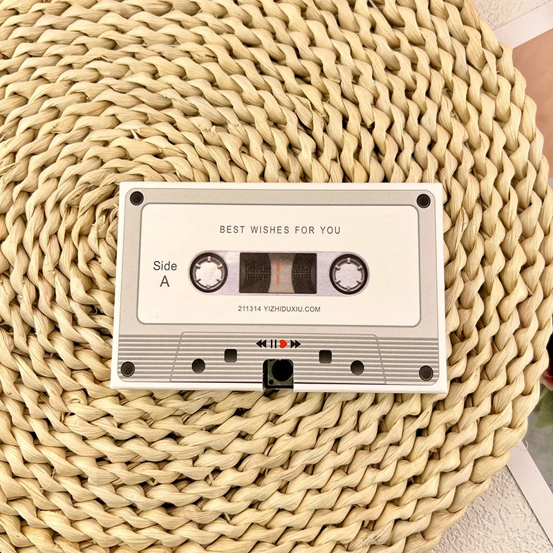 Greeting Post Card Birthday Gifts DIY Recordable 30/60/300 Seconds Voice Audio Cassette Shape Self-made Party Invitation