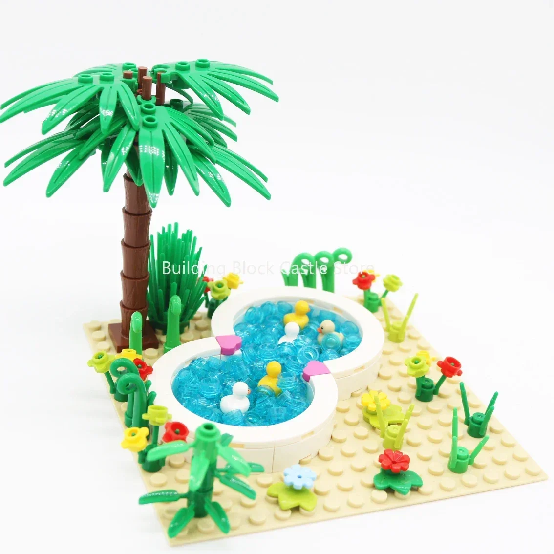 

MOC Ставок Lotus с утками, плавательным бассейном, ставом Сцена Строительный сад Мелкие частицы Строительный блок Игрушечная городская архитектура.