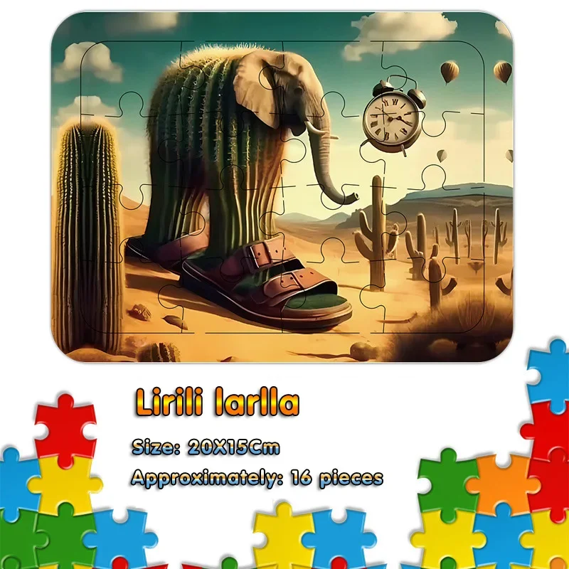 子供のおもちゃ ジグソーパズル Tung Tung Sahur イタリア Brainrot デスクトップテーブルゲームコレクション 16 枚 楽しいパズル