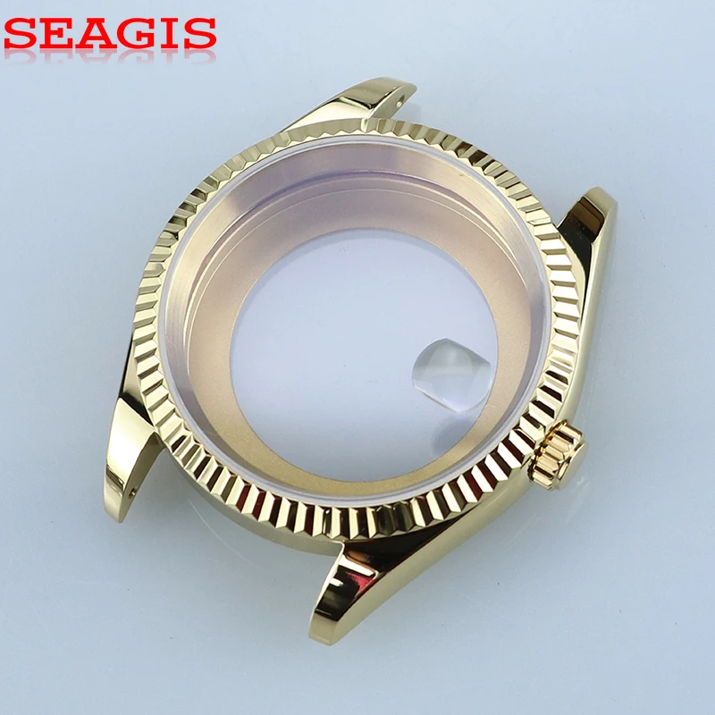 Cassa in acciaio inossidabile da 41 mm Vetro zaffiro con apertura della data dell'obiettivo convesso Misura il movimento NH35 Fondello trasparente