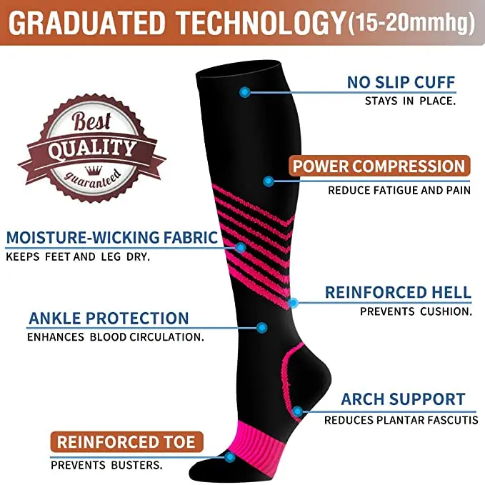 Men Running Compression Socks Stockings 20-30mmhg Sports Socks for Marathon Cycling Football Breathable Adult Sports Socks YS023