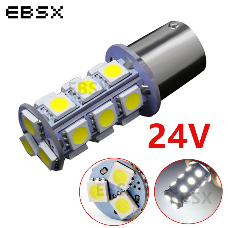 2Pcs DC 24V Led P21W 1156 BA15S 5050 18 SMD 1157 BAY15D LED Bulb Car Turn Signal Backup Reverse Tail Lamp White Parking Lights