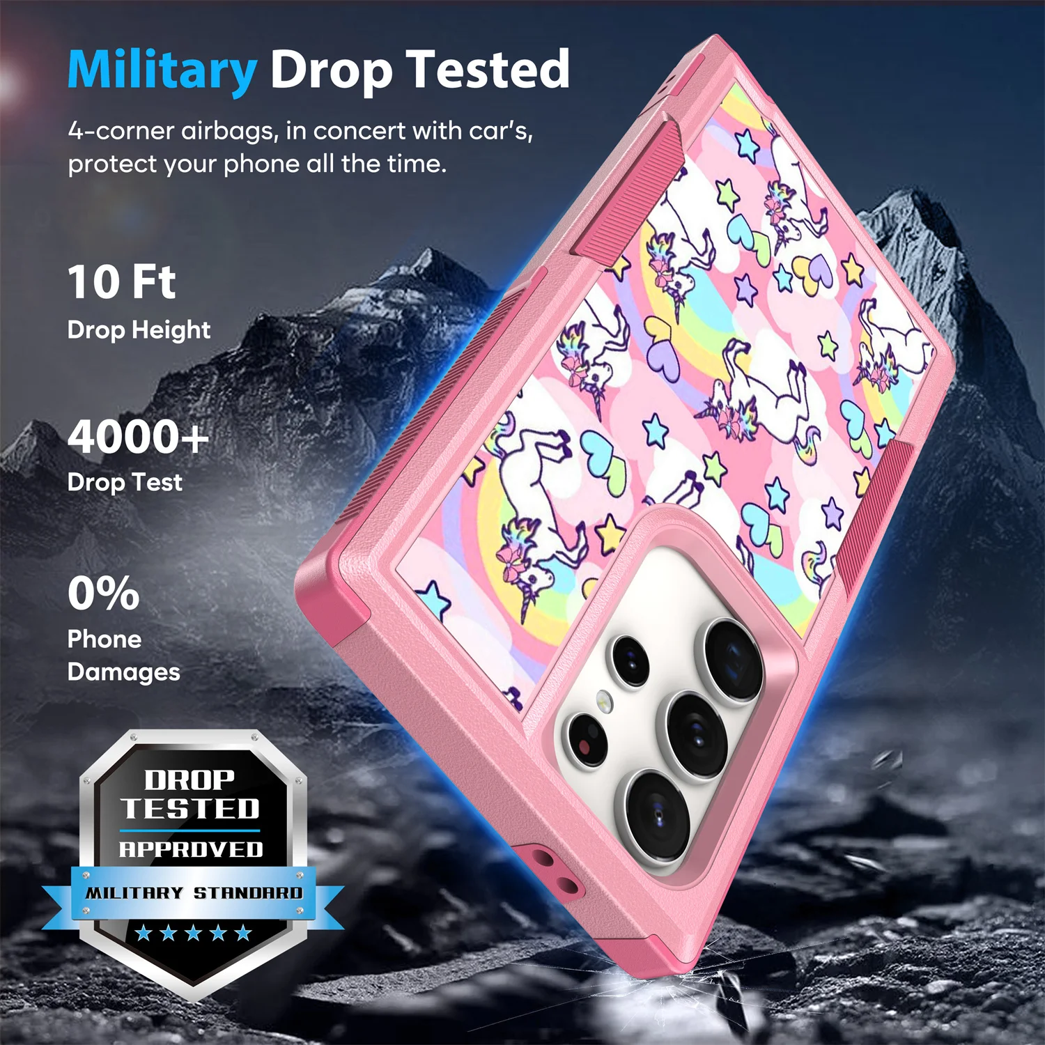 Cartoon cute Unicorn Case For Samsung Galaxy S24 Ultra plus A15 Dual Layer Shockproof Protective Cover