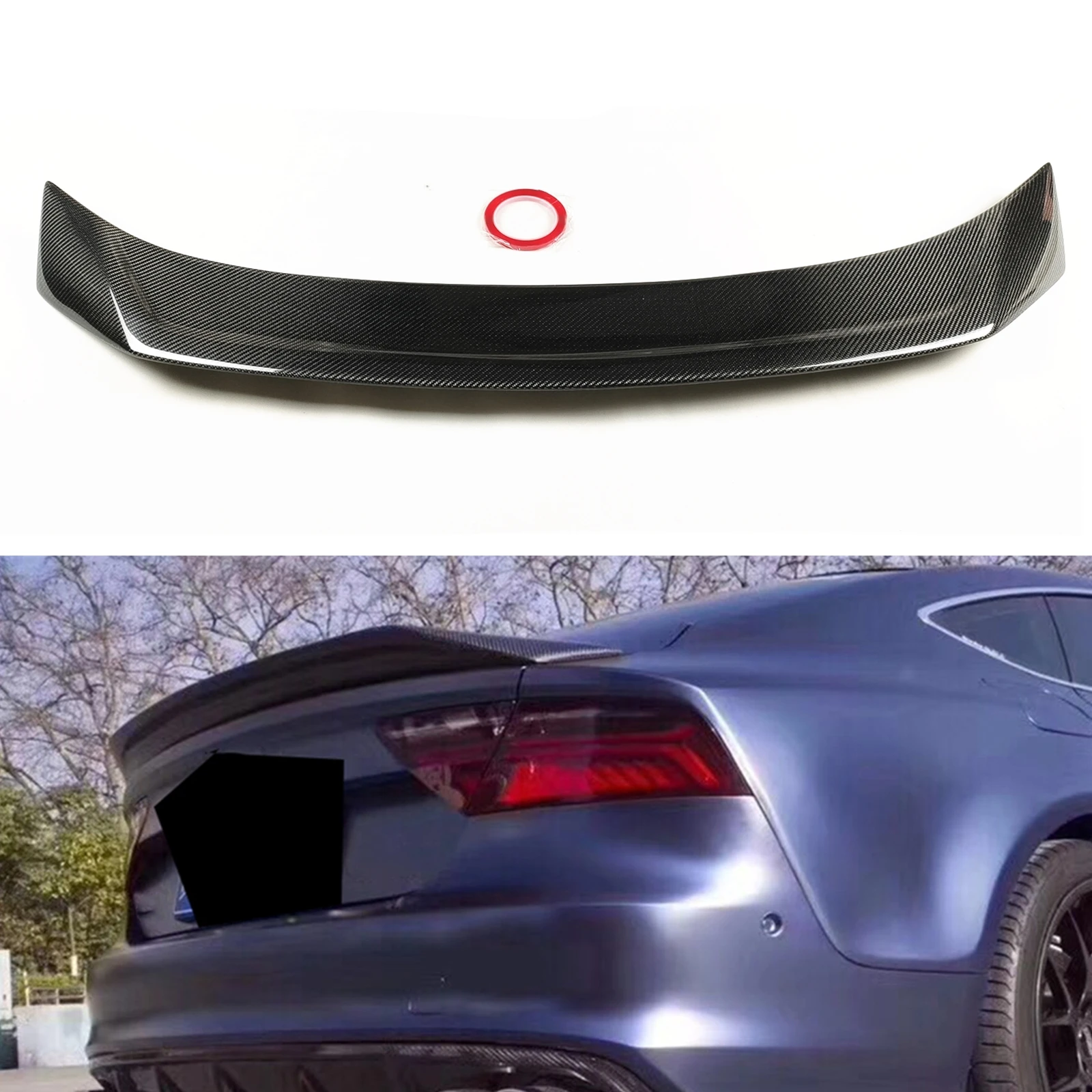 

For Audi A7 S7 RS7 2013-2018 Rear Spoiler Wing Carbon Fiber Car Body Kit Roof Tailgate Flap Trunk Lid Decklid Trim Splitter Lip