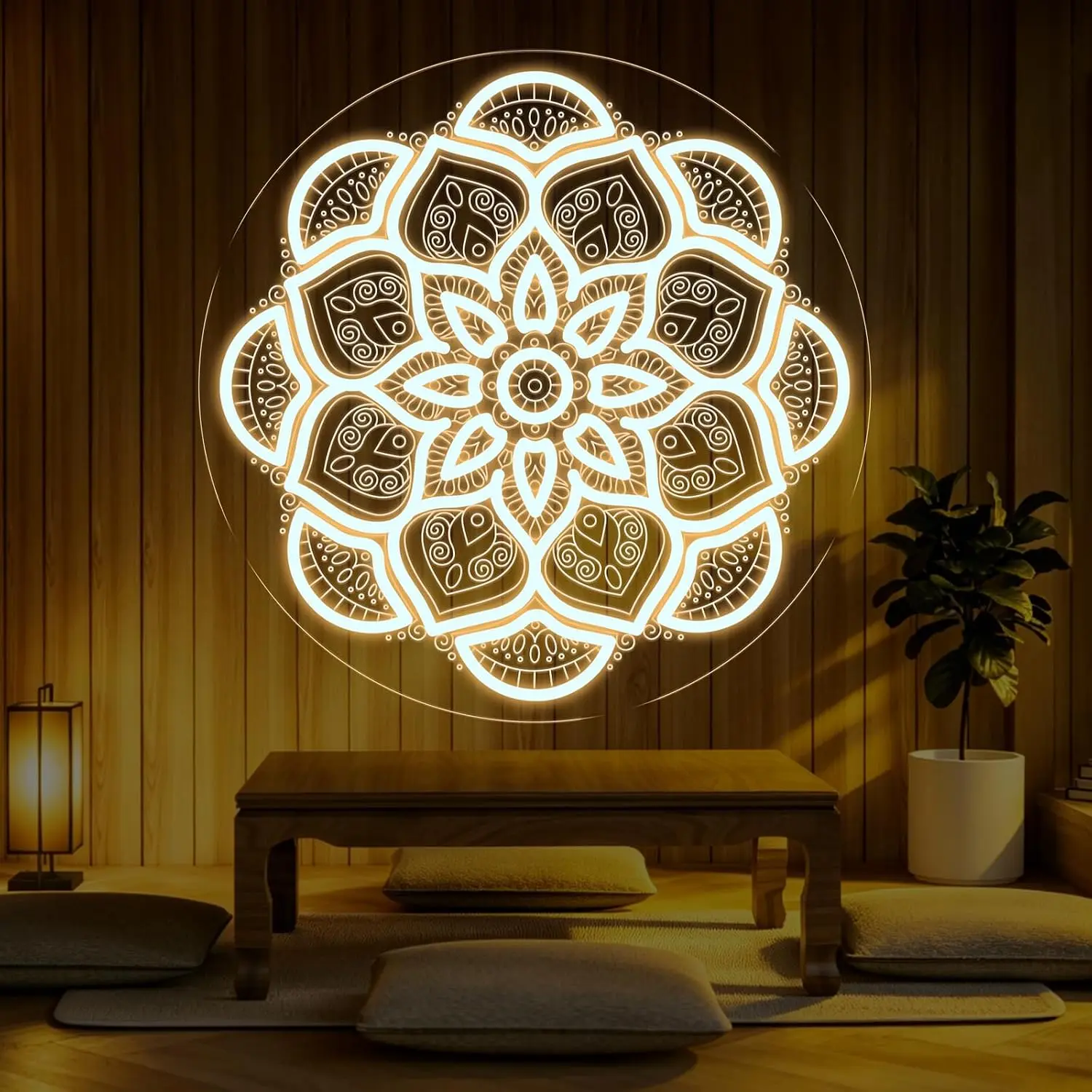 Mandala Flower Neon Sign LED Neon Light for Yoga Studio Bedroom Meditation Room Christmas Spiritual Home Decor Gift USB Powered
