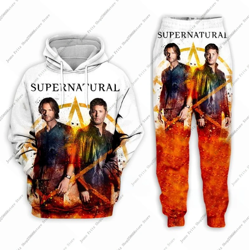 Supernatural 2Pcs Set 3D Print Hoodie Sweatshirt Men's Tracksuit 2 Piece Set Sportwear Men Women Unisex Clothing Sets
