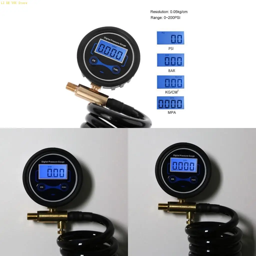 W3JE Extension Coil Hose Take Hose to Work Area Easily Inflator Pressure Gauge