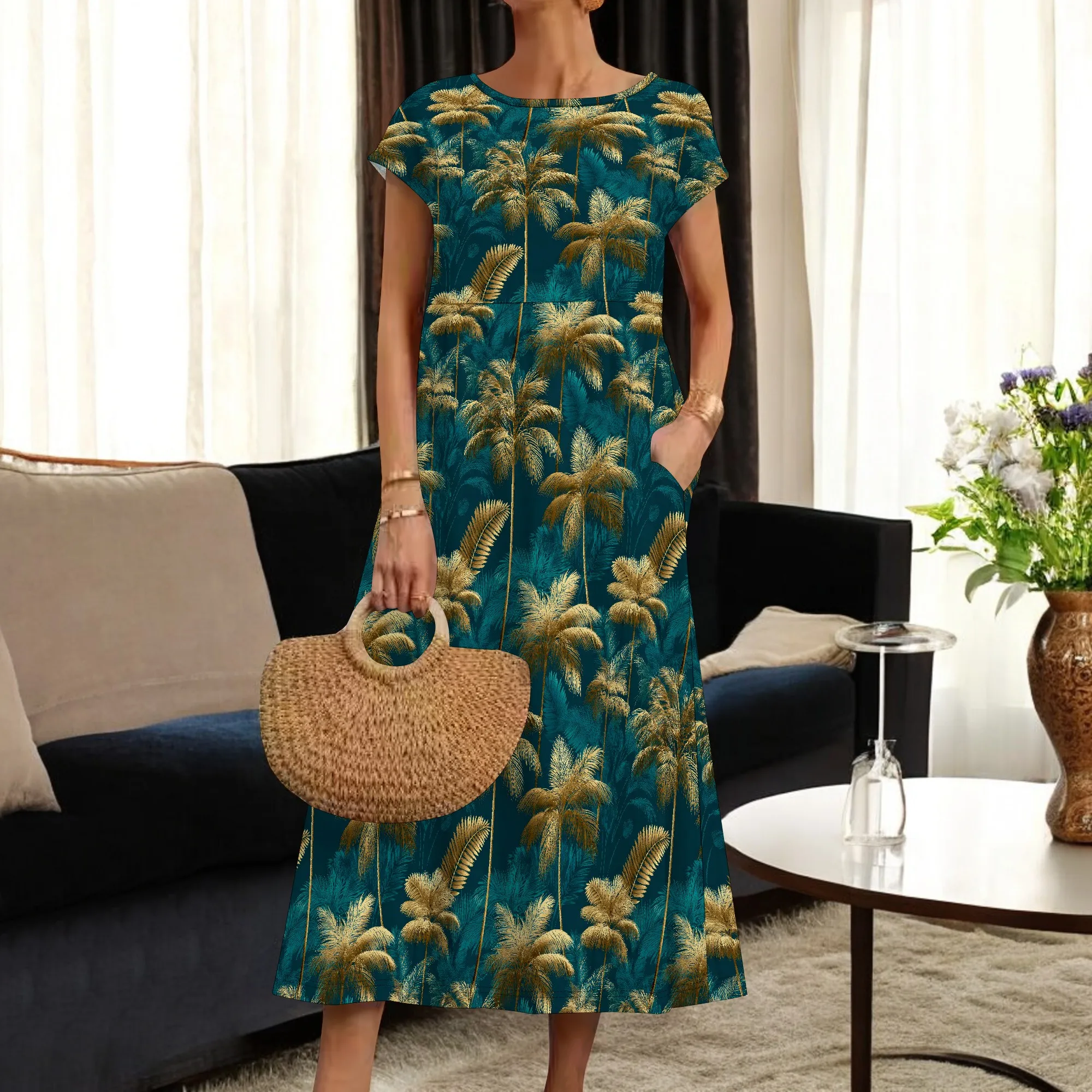 Robes t-shirt décontractées d'été pour femmes, couverture à manches courtes, robe ample de plage