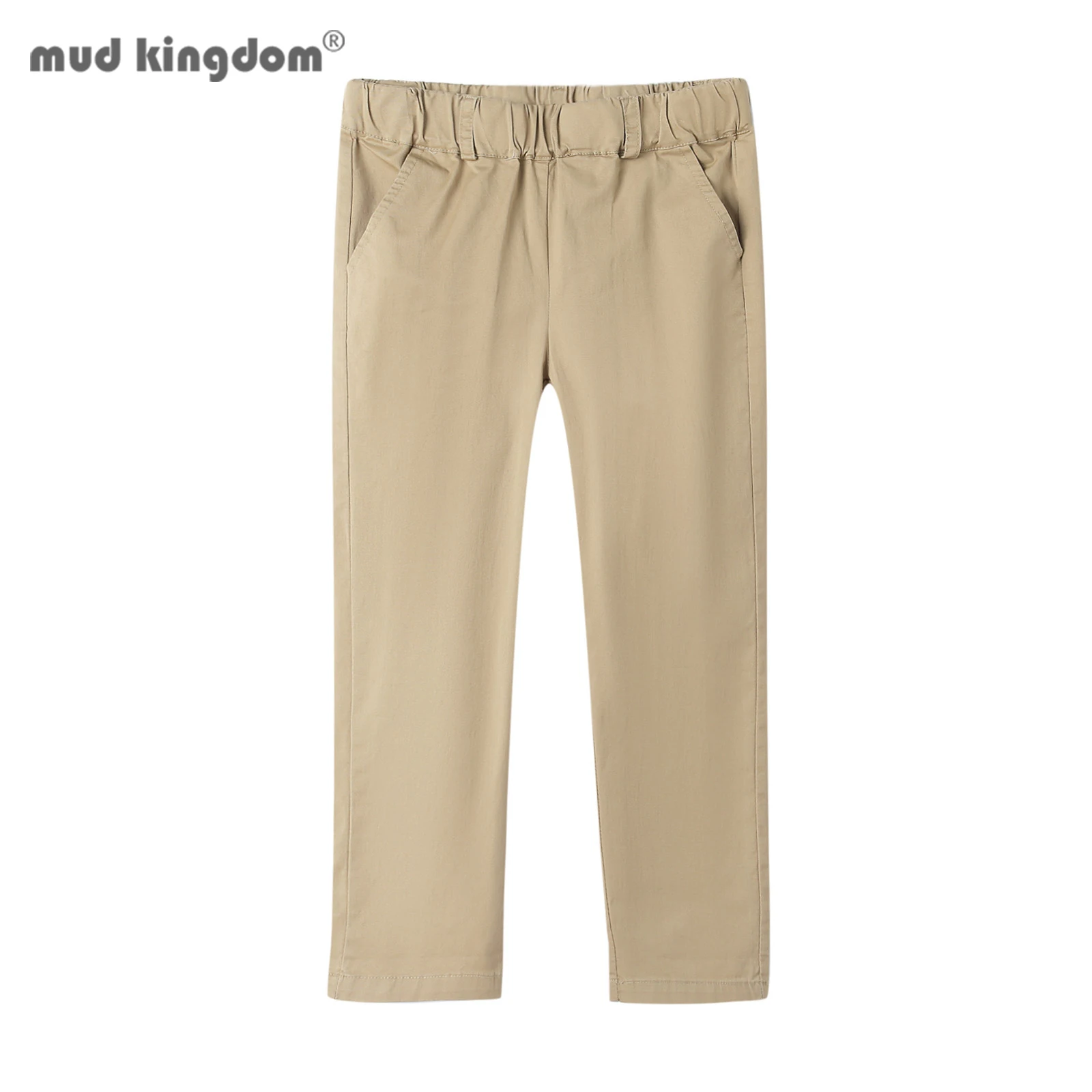 

Mudkingdom Big Girls Boys Pants Back to School Elastic Waist Children's Casual Pants Solid Plain Trousers for Kids Clothes