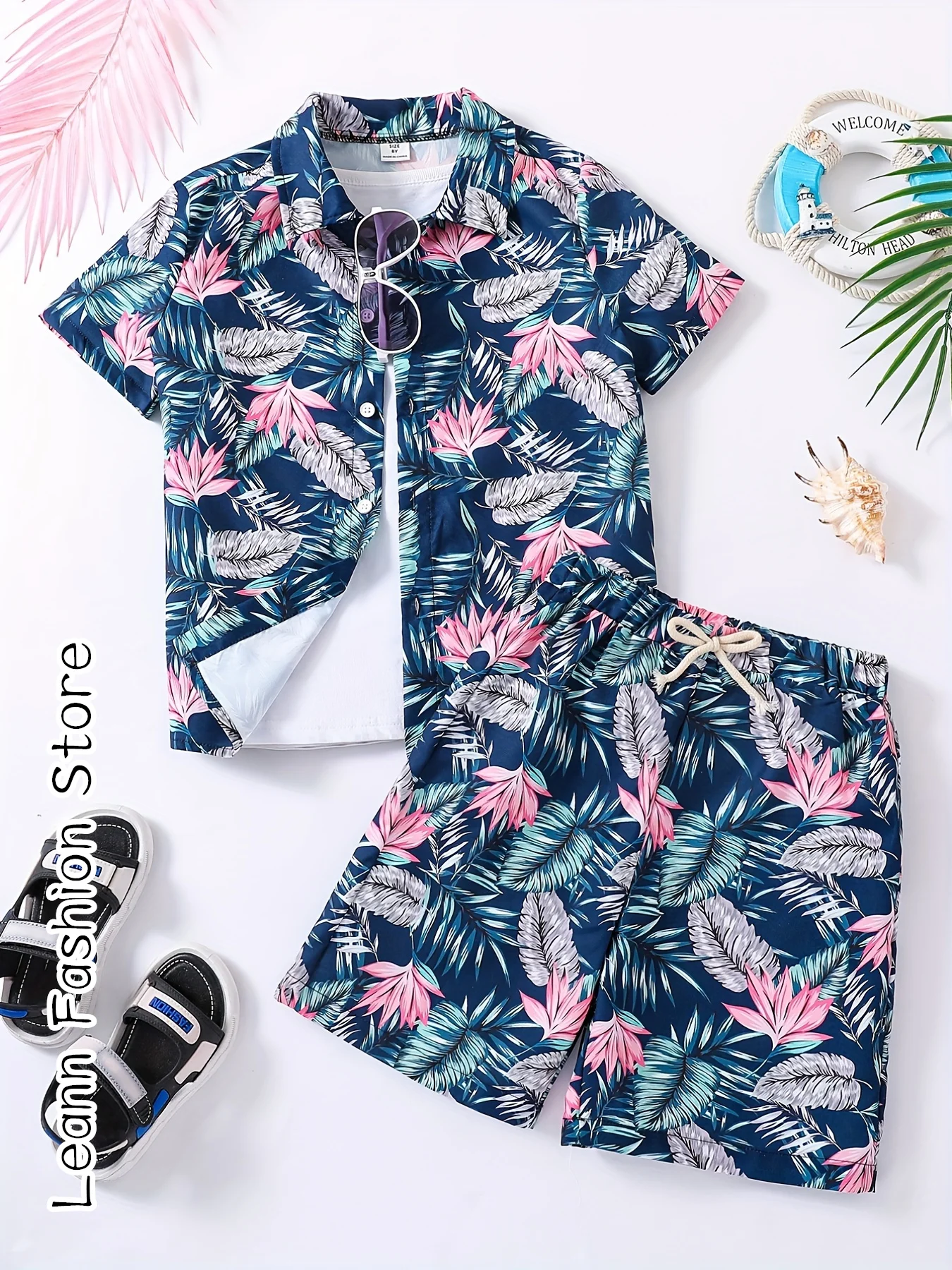Summer Men Fashion Hawaiian Vacation Shirt Set Male Casual Stylish Beach Shirt Shorts Set 2 Pieces Vintage Tracksuit Streetwear