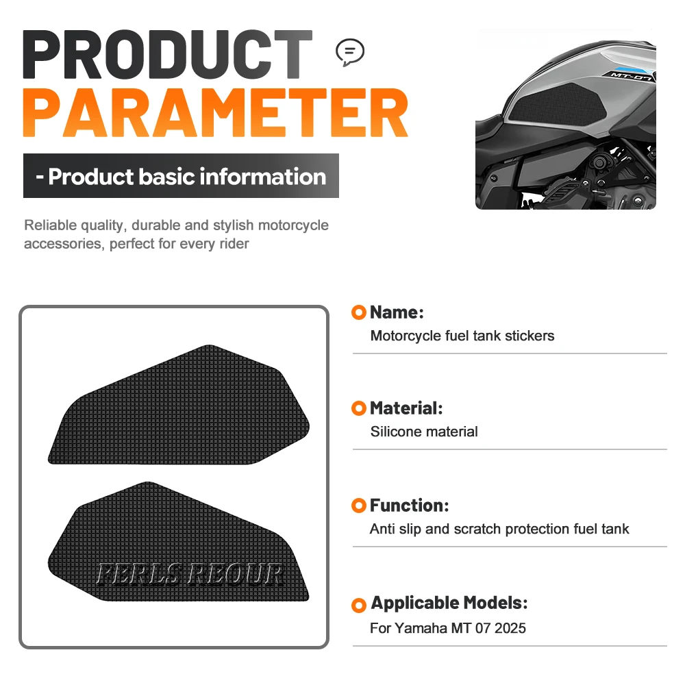 Motorcycle Stickers For YAMAHA MT07 2025 Motocycle Accessories High-End Fuel Tank Sticker Silicone Scratch protection Anti-Slip