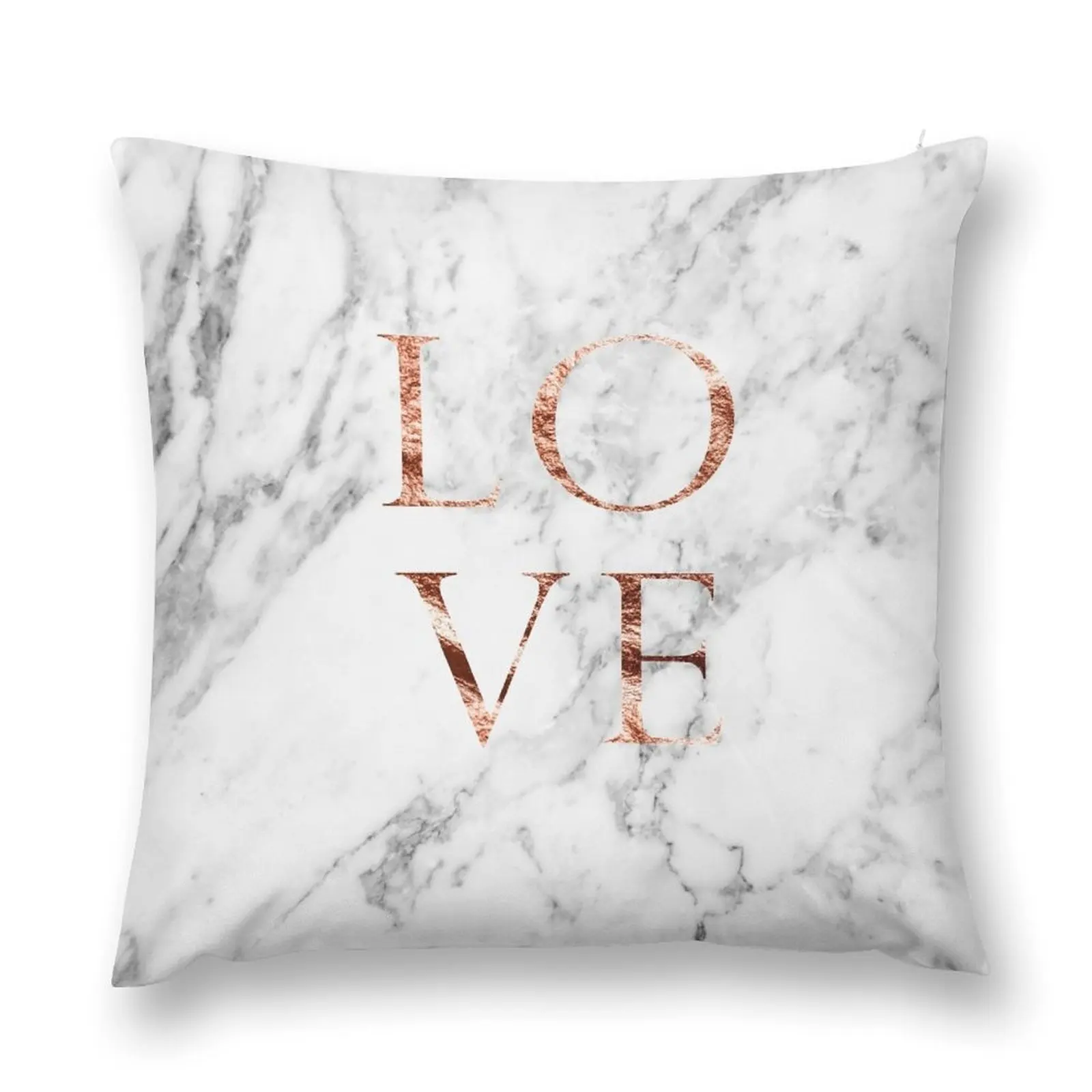 

Rose gold marble LOVE Throw Pillow luxury decor Anime pillow