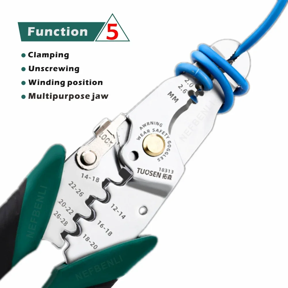 Multifunctional Wire Stripping Pliers Copper Pipe Crimper Wire Snap Ring Terminals Crimpper Electrician Wire Stripper Tools