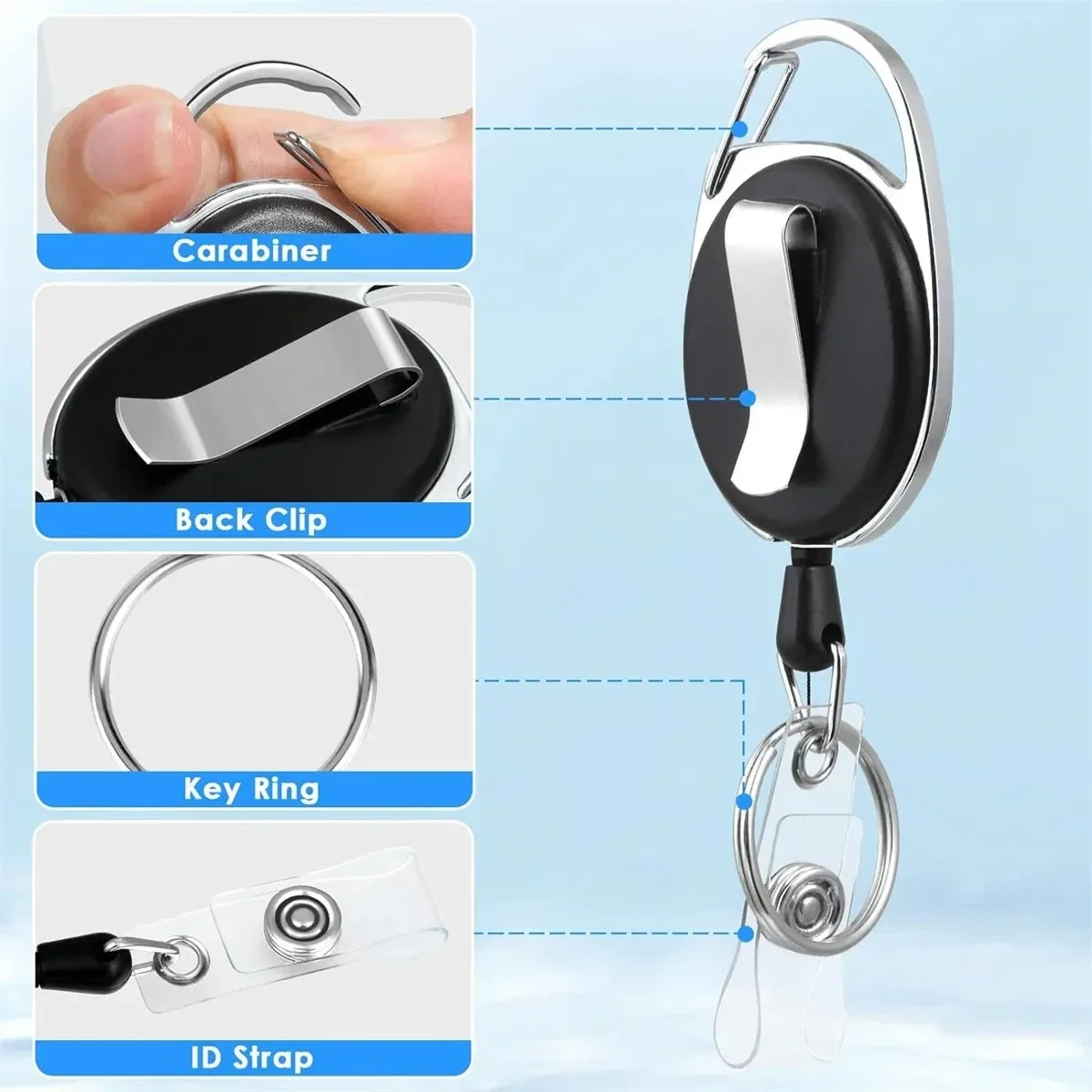 Retractable ID Pendant Badge Reel with Retractable Lanyard Roulette Badge Holder for ID Card Portafettes