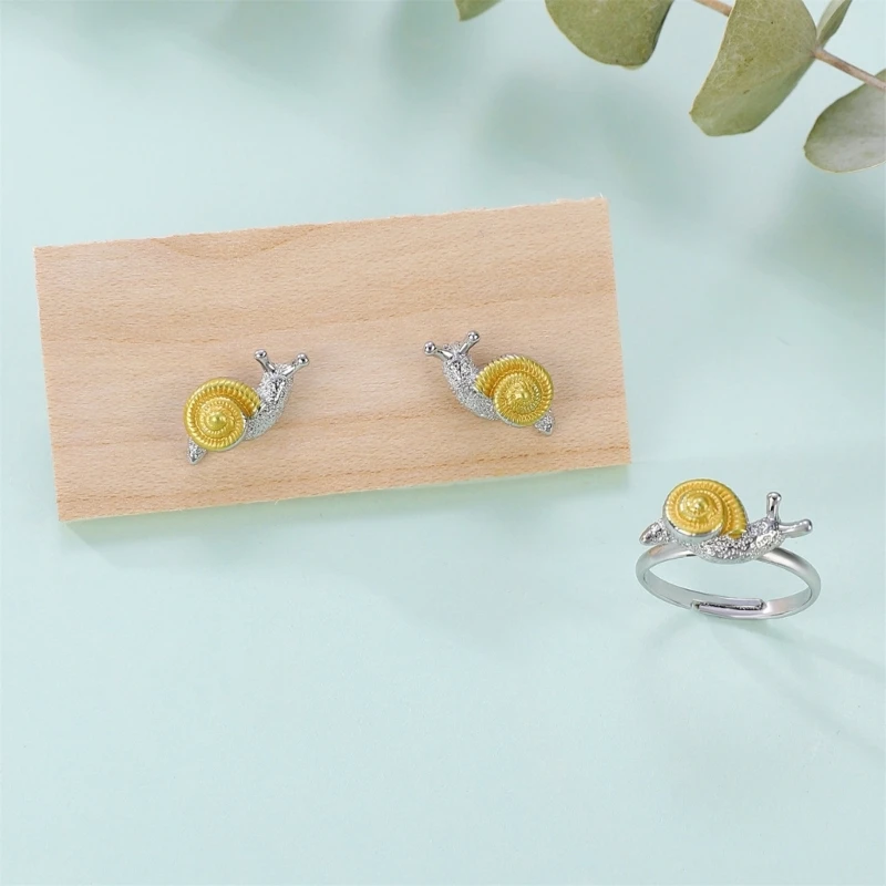 Two Tone Snail Studs Earrings/Ring Fashionable Insect Jewelry Women Accessories