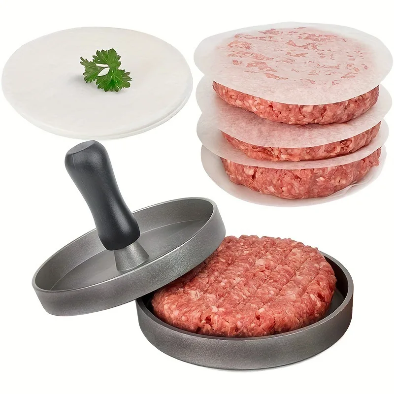 1pc Aluminum Burger Maker Hamburg Press Circular Meat Cake Press Mold Beef Pancake Press Mold Kitchen Tool For Kitchen BBQ Grill