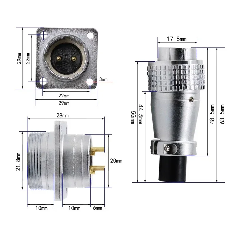 PLS20 Aviation Connector WS20 TP20 Opening Diameter 20mm 2/3/4/5/6/7/8/9/10/12 Pin Male Female Aviation Plug Aviation Socket