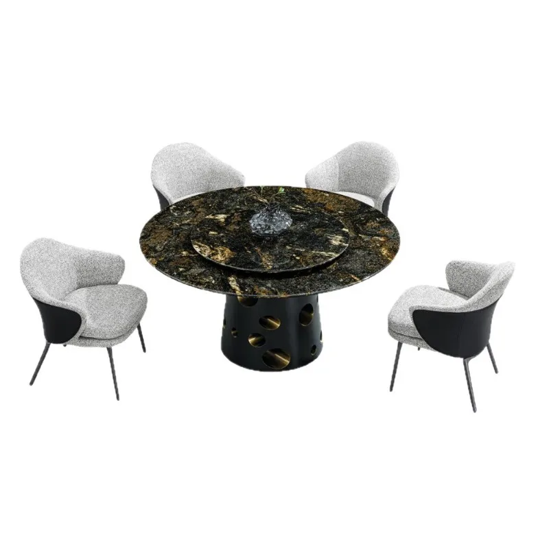 

Natural luxury stone rectangular dining table high-end villa mansion 12 round marble