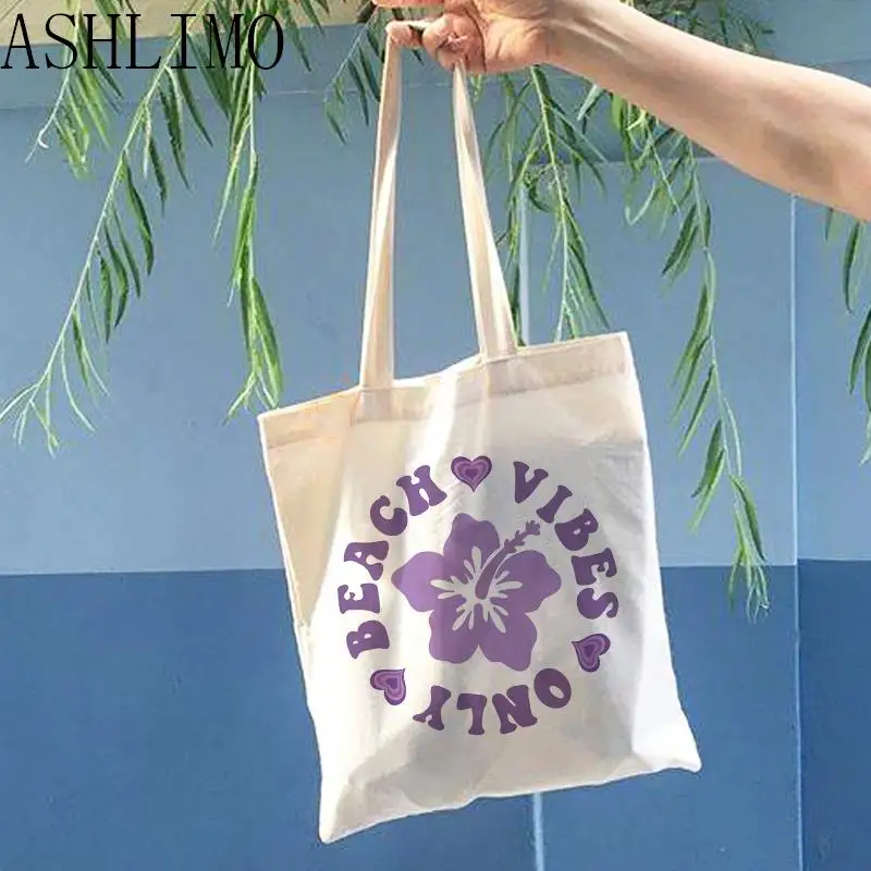 Vintage Flower Shopping Bag Print Women Shopper Bag Large Shoulder Bag Fashion Shopper Bag Aesthetics Hawaii Beach Bag Tote Bag