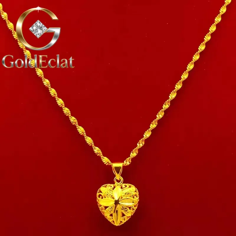 

Ожерелье GoldEclat женское с полым кулоном в форме сердца из золота 24K (AU999) | Ажурная резьба, микродиамантенное свечение с эффектом магнетизма.