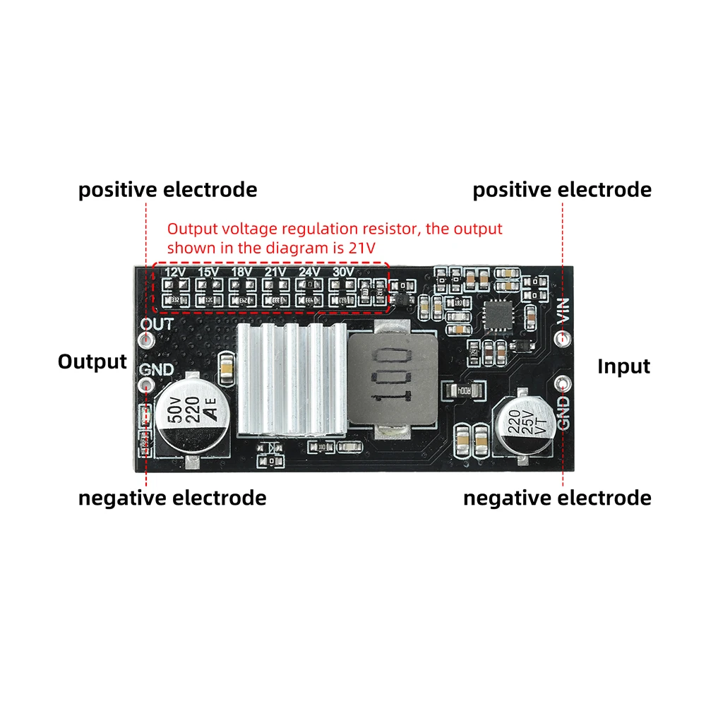 DC-DC 9-12V auf 15V/18V/21V/24V/30V 2A Abwärtswandler-Platine Step-Up-Modul Einstellbare Spannungsversorgung – Detail 10