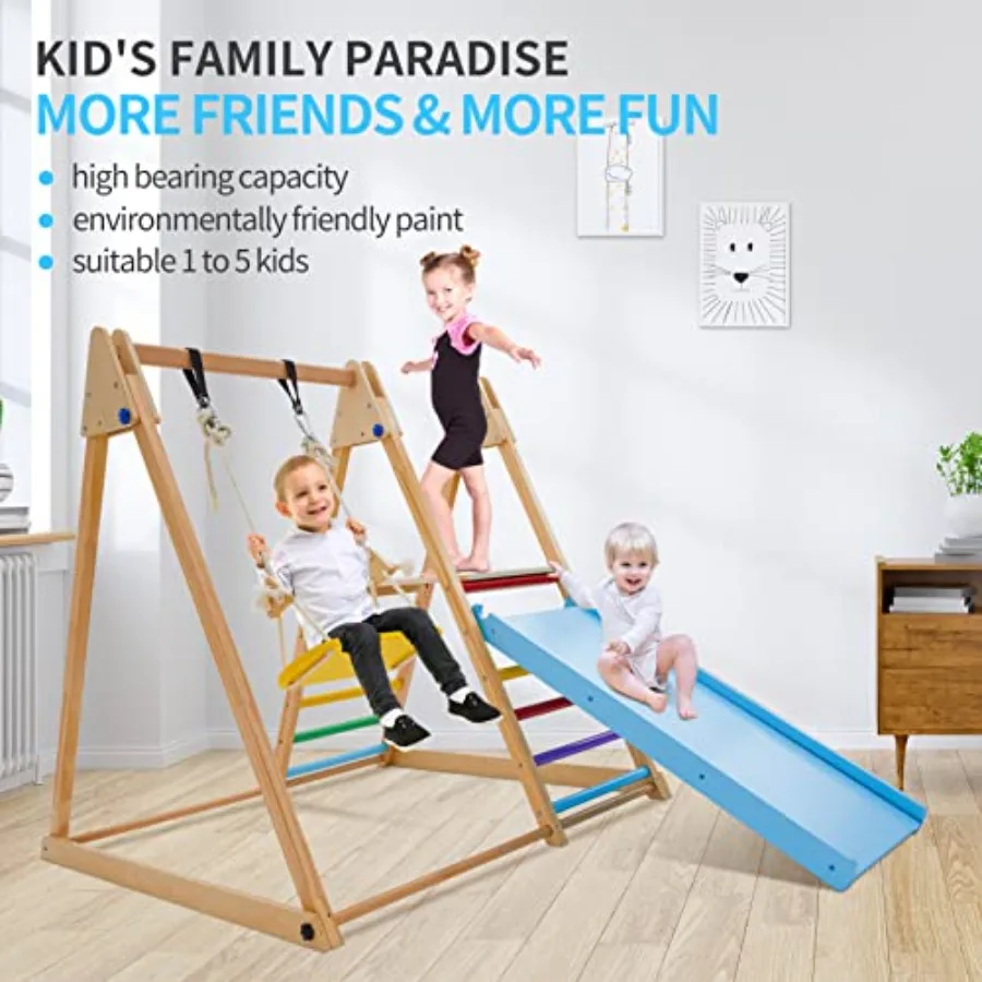 ملعب داخلي 4 في 1 للأطفال الصغار الذين تتراوح أعمارهم بين 26 عامًا: صالة الألعاب الرياضية مع منزلق متسلق متأرجح وشعاع التوازن للعب الداخلي الآمن و #6