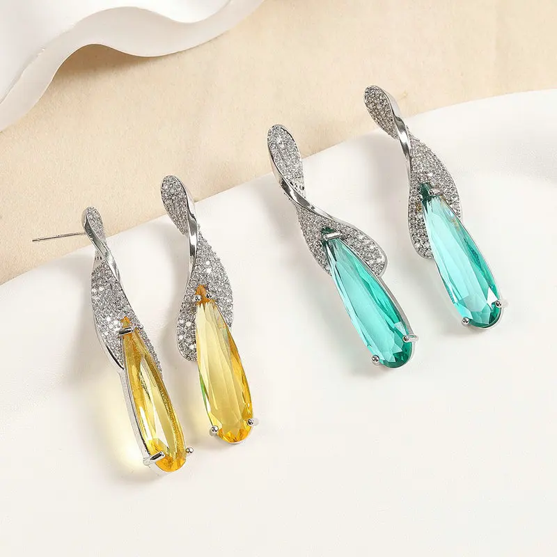 Bilincolor Fashion Cute Yellow Cubic Zirconia Earring for Women