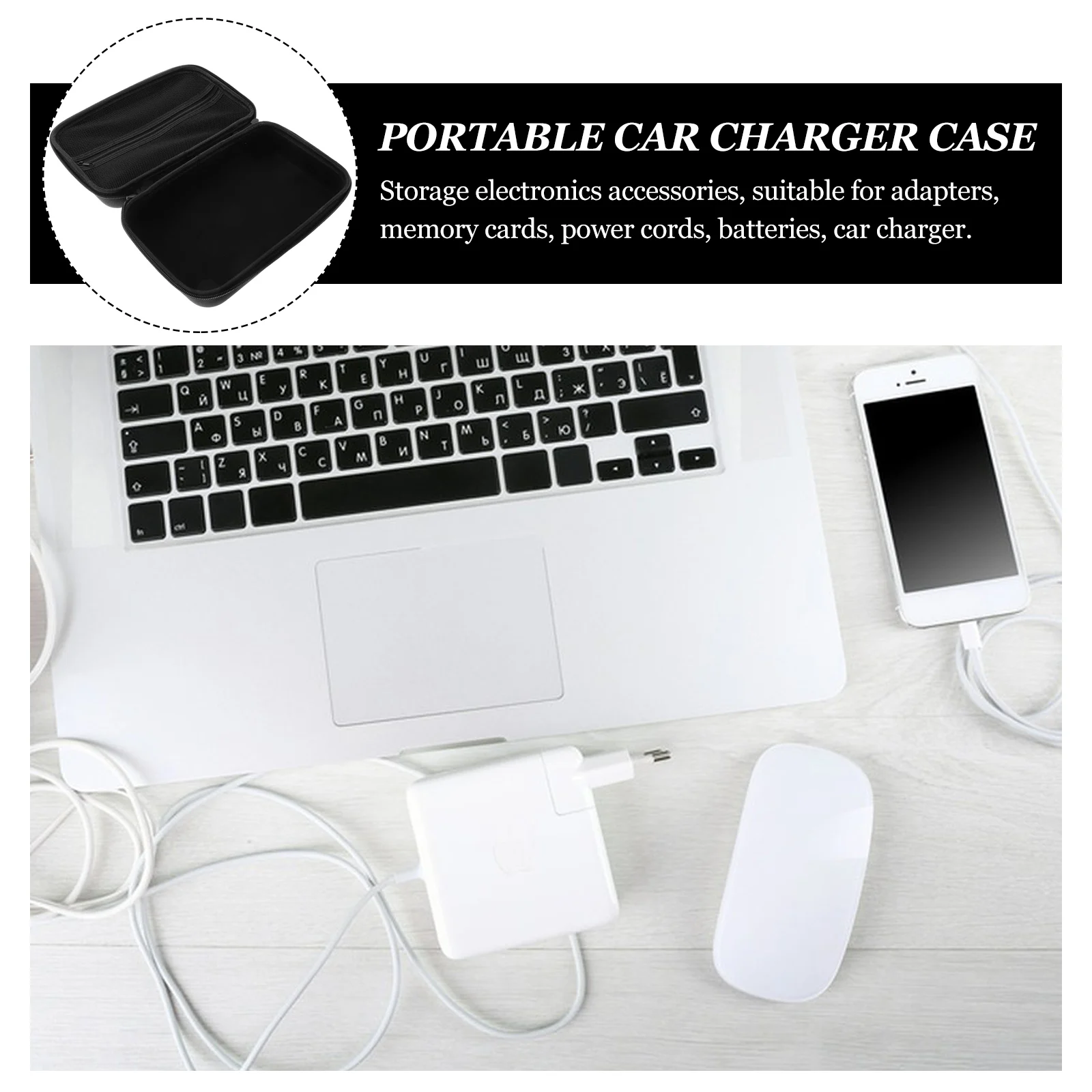 Electronics Organizer Storage Bag Portable Car Holder Power Adapter Case Compact Portable Storage Bag for Travel