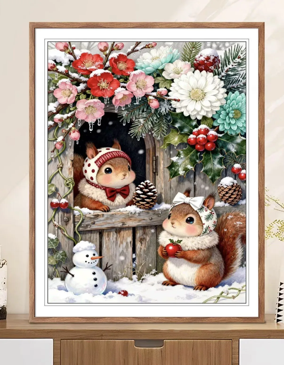 14CT 9CT 100x75cm Printed Kit Cross Stitch Embroidery DIY Needlework Set  Crafts With Needles Threads Snow Squirrel