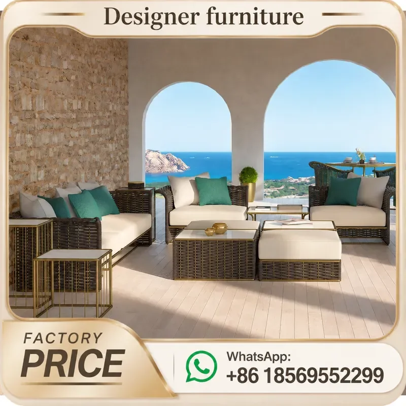 Outdoor Rope Weaving Sofa Set Aluminum Alloy Waterproof Sunscreen Patio Garden Villa Courtyard Furniture Coffee Table