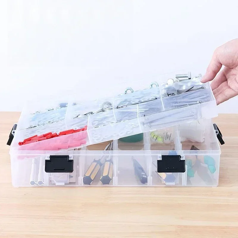 Double-layer Building Block Storage Box Large Capacity Screw Nut Plastic Organizer Hardware Small Parts Container Sort Tool Case