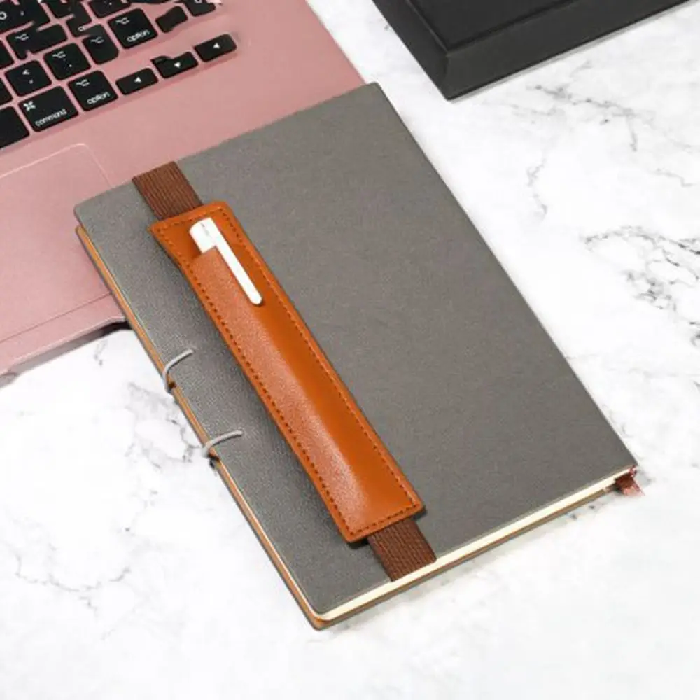 New PU Leather Elastic Pencil Case Adjustable Lightweight Capacitor Pen Protective Sleeve Elastic Pen Clip Office School