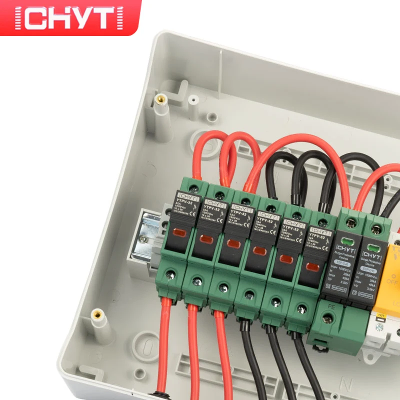 CHYT 3-in-1-out 1000V Isolating switch Outdoor Waterproof 1 String IP65 PV Solar Surge Lightning Protection DC Combiner Box