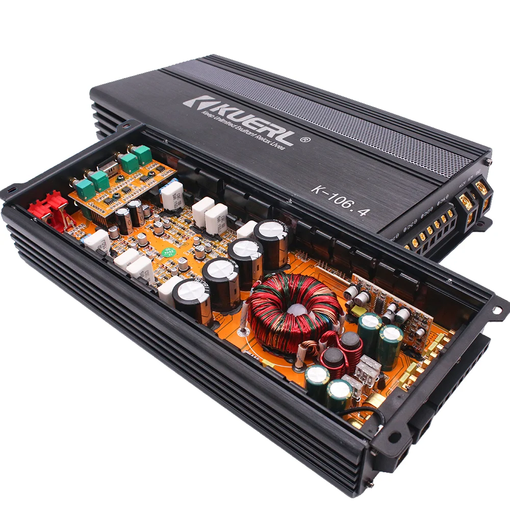 Kuerl Professional Wholesale 100W*4 High Power 12V Audio Amplifier System Class AB 4 Channel Car Power Amplifier